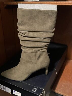 Alfani Olive Slouch Mid-Calf Pointed Toe Heeled Boot